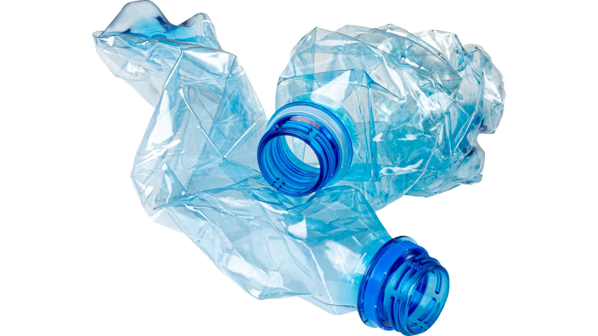Two crushed PET bottles