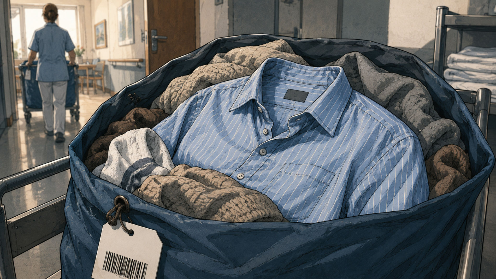 Residents’ laundry ready for delivery in care home