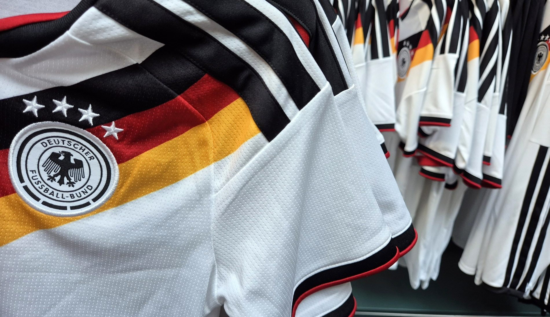 Close-up of Germany football shirt with crest