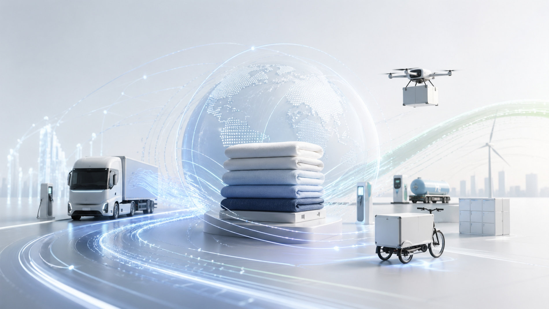 Connected logistics with textiles trucks and drones