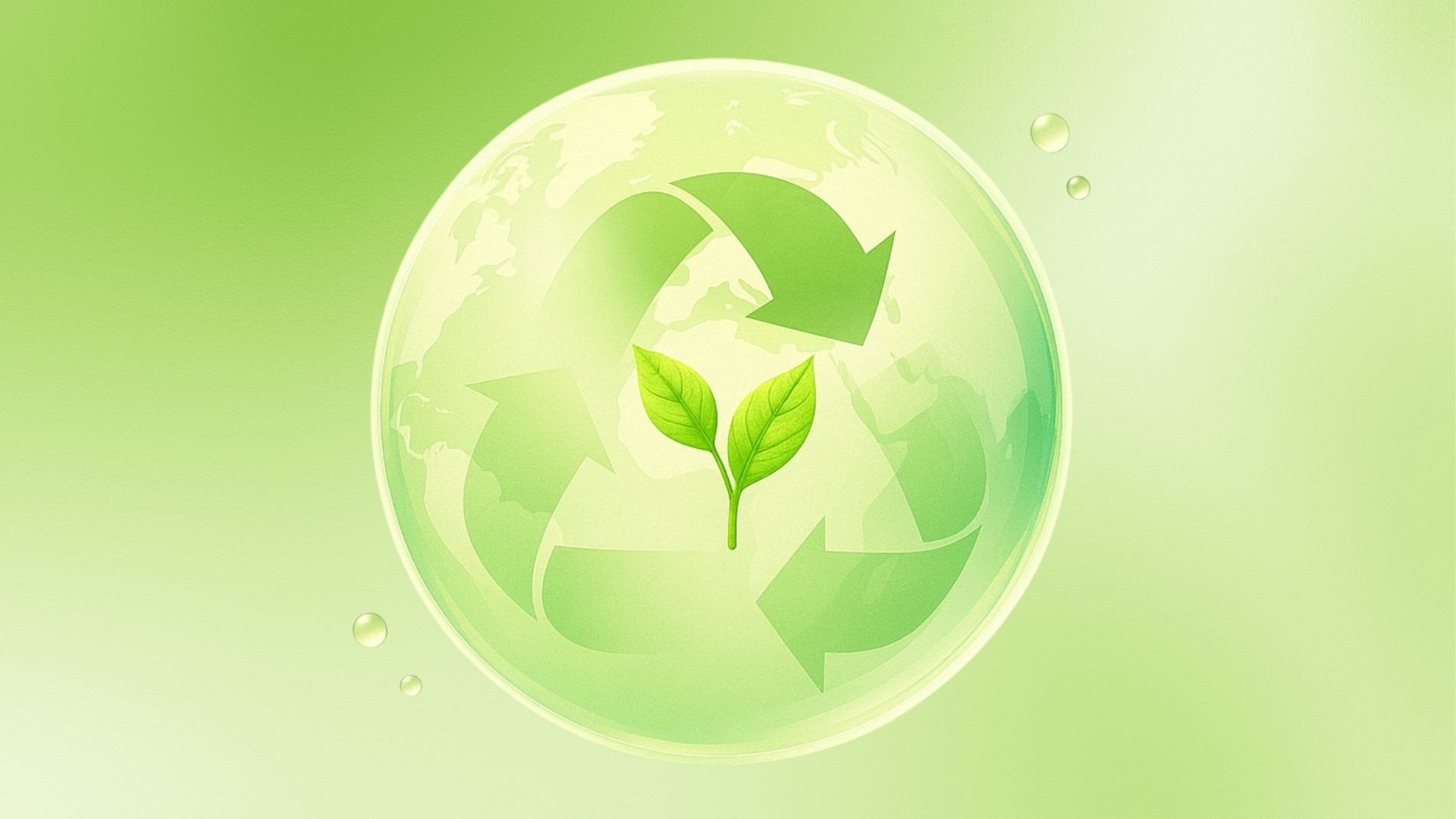 Grüne Kugel mit Recycling Symbol
