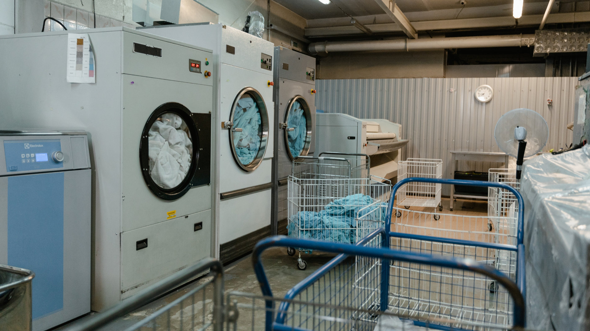 Washing machines in a laundry