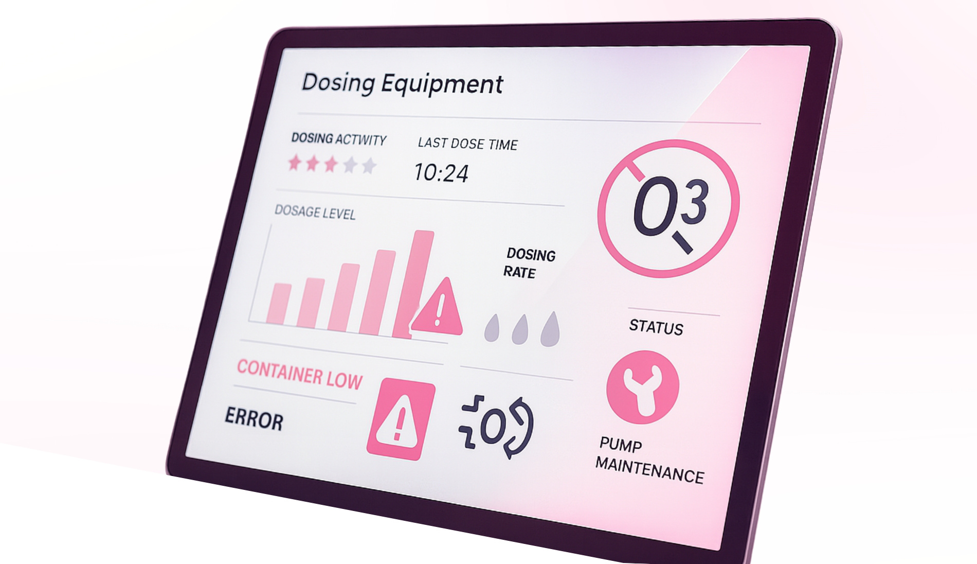 Tablet with remote control of dosing systems